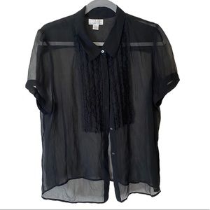 Robin Howe Sheer Button Down Shirt Size 16 Fringe Detail